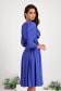 Blue Satin Midi Swing Dress with Three-Quarter Puff Sleeves - StarShinerS 2 - StarShinerS.com