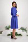 Blue Satin Midi Swing Dress with Three-Quarter Puff Sleeves - StarShinerS 5 - StarShinerS.com