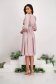 Powder Pink Satin Midi A-line Dress with Three-Quarter Puffed Sleeves - StarShinerS 4 - StarShinerS.com