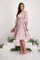 Rochie din satin roz pudra midi in clos cu maneci trei-sferturi bufante - StarShinerS 6 - StarShinerS.ro