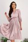 - StarShinerS lightpink midi dress from satin with 3/4 sleeves and puffed sleeves 1 - StarShinerS.com