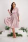 Powder Pink Satin Midi A-line Dress with Three-Quarter Puffed Sleeves - StarShinerS 3 - StarShinerS.com