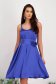 Short blue satin voile dress with wide cut and detachable flower-shaped brooch - StarShinerS 1 - StarShinerS.com