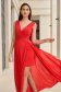 - StarShinerS red dress from veil fabric pencil voile overlay accessorized with tied waistband 1 - StarShinerS.com