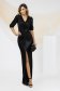 Black dress lycra long mermaid dress high shoulders slit 1 - StarShinerS.com