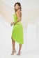 Lime Elastic Taffeta Dress with Dropped Neckline and Strass Stone Applications - PrettyGirl 2 - StarShinerS.com