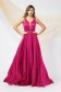 Haljina od fuchsia satenskog voala, duga, s A-krojem i V-izrezom s mrežicom - PrettyGirl 3 - StarShinerS.hr