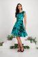 Satin A-line Dress with Rounded Neckline and Digital Floral Print - StarShinerS 3 - StarShinerS.com