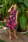 Satin A-line dress with round neckline and digital floral print - StarShinerS 5 - StarShinerS.com