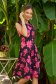 Satin A-line dress with round neckline and digital floral print - StarShinerS 1 - StarShinerS.com
