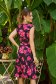 Satin A-line dress with round neckline and digital floral print - StarShinerS 2 - StarShinerS.com