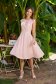 Rochie din material fluid roz-deschis scurta in clos cu imprimeu abstract - StarShinerS 3 - StarShinerS.ro