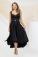 Asymmetric Black Elastic Taffeta Dress in A-Line Corset Style with Open Back - PrettyGirl 3 - StarShinerS.com