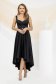 Asymmetric Black Elastic Taffeta Dress in A-Line Corset Style with Open Back - PrettyGirl 4 - StarShinerS.com