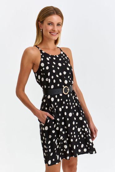 Loose dresses, Black dress short cut loose fit light material lateral pockets - StarShinerS.com