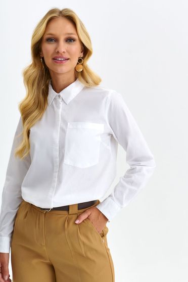 Long sleeves shirts, White women`s shirt poplin loose fit - StarShinerS.com