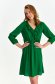 Green dress light material short cut cloche with elastic waist frilly trim around cleavage line 1 - StarShinerS.com