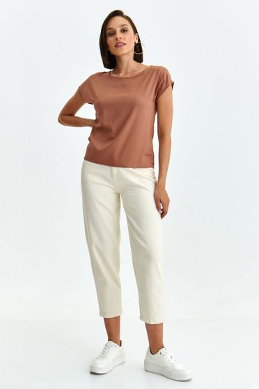 Casual Blouses, Nude women`s blouse thin fabric loose fit with rounded cleavage - StarShinerS.com