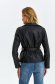 Black jacket from ecological leather tented accessorized with belt 2 - StarShinerS.com