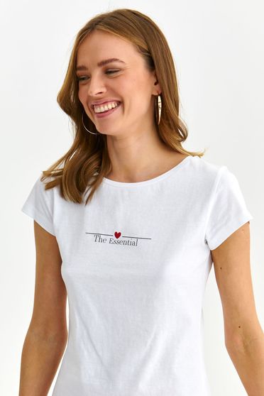 Casual T-shirts, White t-shirt cotton loose fit with rounded cleavage - StarShinerS.com