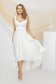 Asymmetric white elastic taffeta dress in flared corset style with cut-out back - PrettyGirl 3 - StarShinerS.com