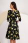 Black Midi Elastic Fabric Dress in A-line with Digital Floral Print - StarShinerS 2 - StarShinerS.com