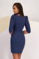 Navy Blue Short Pencil Dress Made of Elastic Fabric with Puffy Shoulders - StarShinerS 2 - StarShinerS.com
