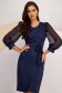 Navy Blue Knee-Length Pencil Dress Made of Stretch Fabric with Sheer Puff Sleeves - StarShinerS 6 - StarShinerS.com