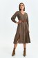 Brown dress thin fabric midi cloche accessorized with belt shirt dress 1 - StarShinerS.com