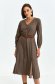 Brown dress thin fabric midi cloche accessorized with belt shirt dress 2 - StarShinerS.com