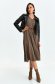 Brown dress thin fabric midi cloche accessorized with belt shirt dress 4 - StarShinerS.com