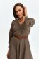 Brown dress thin fabric midi cloche accessorized with belt shirt dress 5 - StarShinerS.com