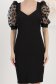 Rochie din stofa elastica neagra pana la genunchi tip creion cu maneci bufante - StarShinerS 4 - StarShinerS.ro