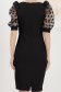 Rochie din stofa elastica neagra pana la genunchi tip creion cu maneci bufante - StarShinerS 5 - StarShinerS.ro