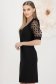 Rochie din stofa elastica neagra pana la genunchi tip creion cu maneci bufante - StarShinerS 2 - StarShinerS.ro