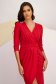 Knee-Length Red Crepe Pencil Dress with Pearl Fringe on the Shoulders - StarShinerS 6 - StarShinerS.com