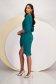 Knee-Length Green Crepe Pencil Dress with Pearl Fringe on the Shoulders - StarShinerS 4 - StarShinerS.com