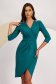 Knee-Length Green Crepe Pencil Dress with Pearl Fringe on the Shoulders - StarShinerS 1 - StarShinerS.com