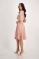 Powder Pink Knee-Length Elastic Fabric Skater Dress with Decorative Bow - StarShinerS 4 - StarShinerS.com
