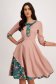 Powder Pink Knee-Length Elastic Fabric Skater Dress with Decorative Bow - StarShinerS 1 - StarShinerS.com