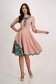 Powder Pink Knee-Length Elastic Fabric Skater Dress with Decorative Bow - StarShinerS 3 - StarShinerS.com