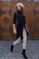 Ladies' black asymmetric thin elastic jersey blouse with front slit - StarShinerS 6 - StarShinerS.com