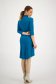 Petrol Blue Asymmetric Ladies Blouse from Thin Elastic Jersey with Front Slit - StarShinerS 4 - StarShinerS.com