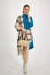 Petrol Blue Asymmetric Ladies Blouse from Thin Elastic Jersey with Front Slit - StarShinerS 3 - StarShinerS.com