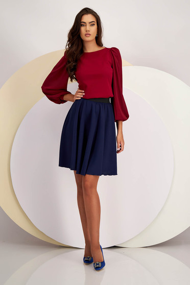 Navy Crepe Skirt in A-line with Elastic Waist - StarShinerS