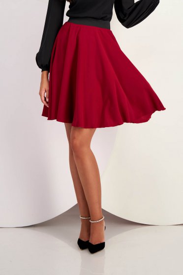 Midi skirts, Cherry Crepe Skirt in A-line with Elastic Waist - StarShinerS - StarShinerS.com