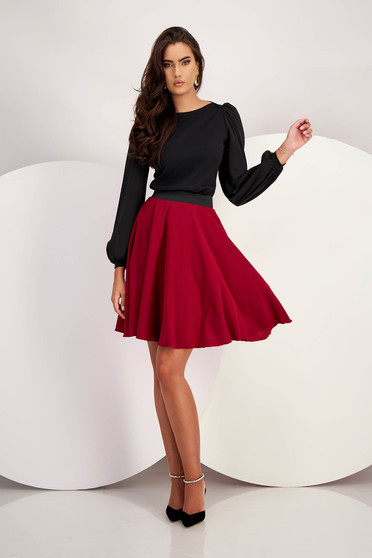 Casual skirts, Burgundy skirt crepe cloche with elastic waist - StarShinerS - StarShinerS.com