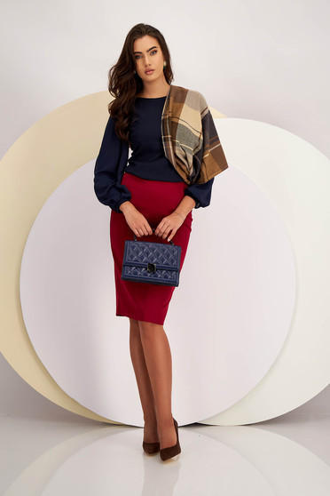Sales Skirts, - StarShinerS burgundy skirt crepe midi pencil with elastic waist - StarShinerS.com