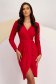 Red Crepe Knee-Length Wrapped-Look Dress - StarShinerS 1 - StarShinerS.com