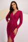 Raspberry Crepe Dress Knee-Length with Wrapped Look - StarShinerS 6 - StarShinerS.com